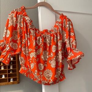 Floral Off-Shoulder Top in Red